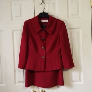 Red Tahari suit
